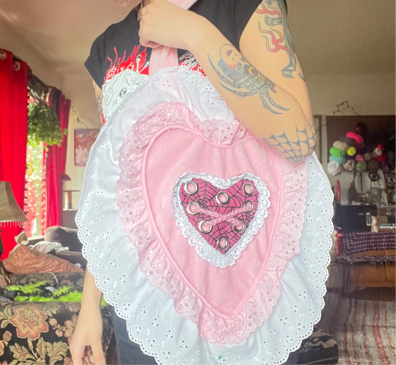 PINK LOVE HEART BAG