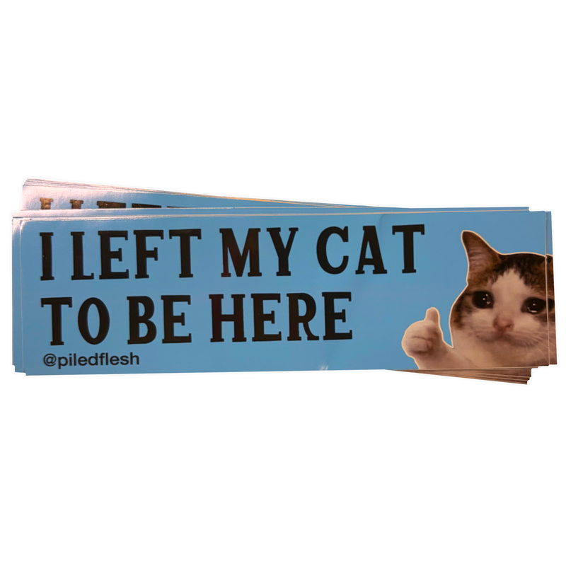 I LEFT MY CAT TO BE HERE BUMPER STICKER