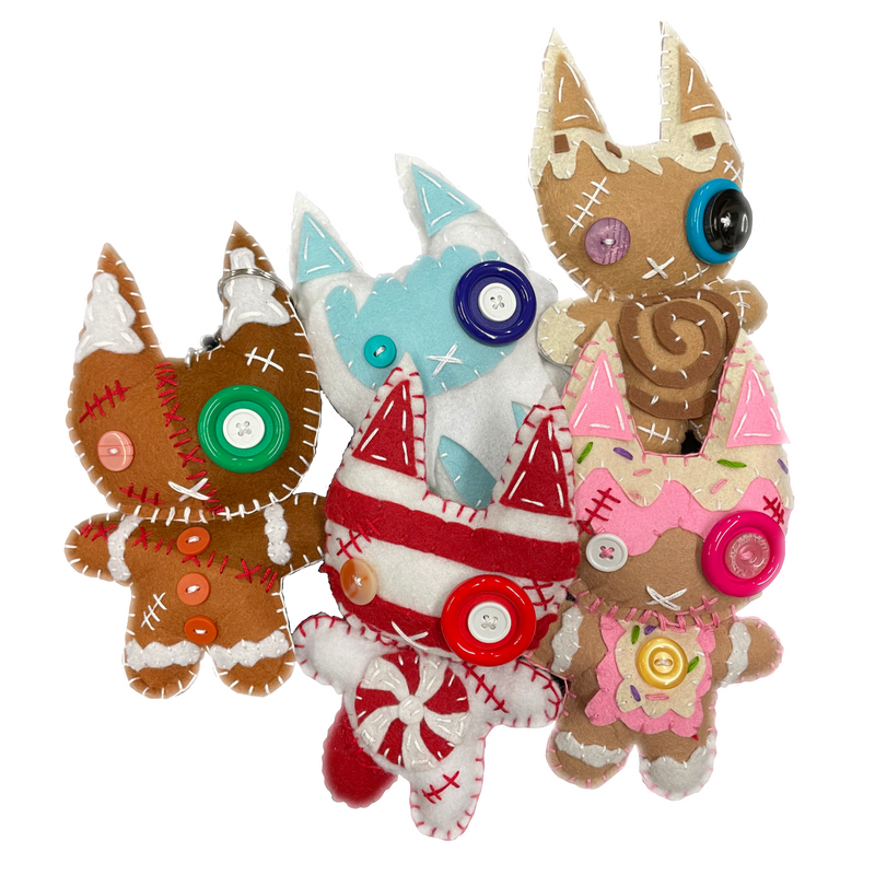 WINTER ZOMBIE KITTY KEYCHAINS