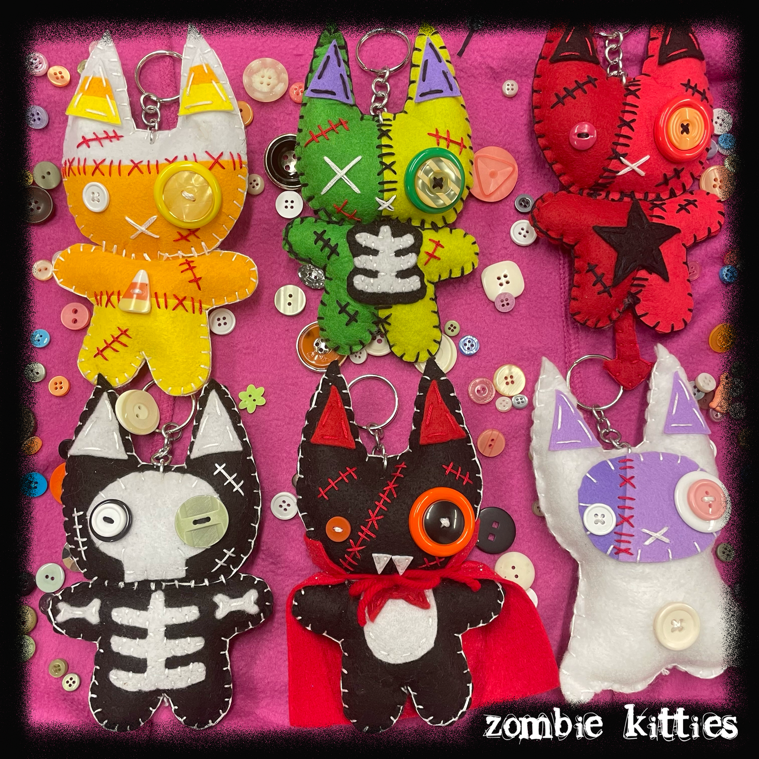 MYSTERY ZOMBIE KITTY KEYCHAINS